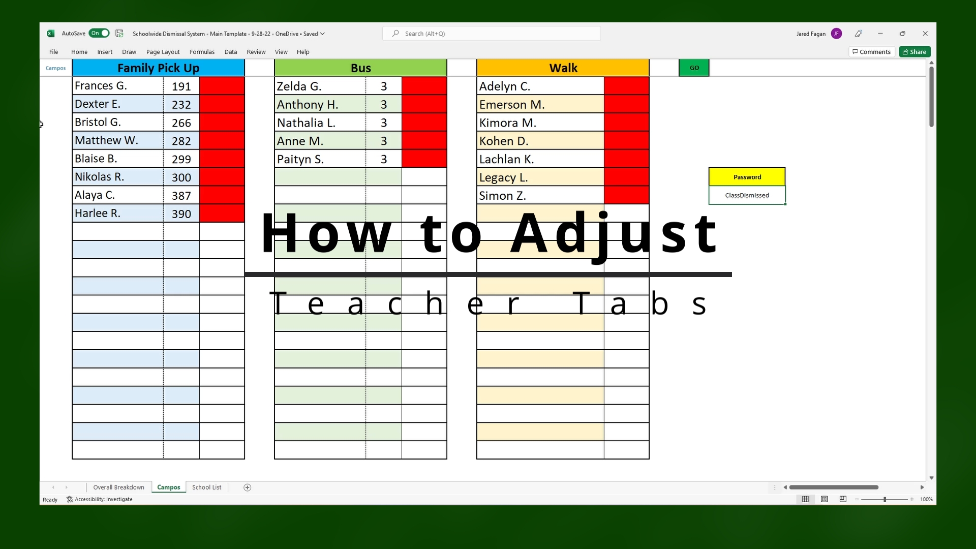 Adjust Teacher Tabs